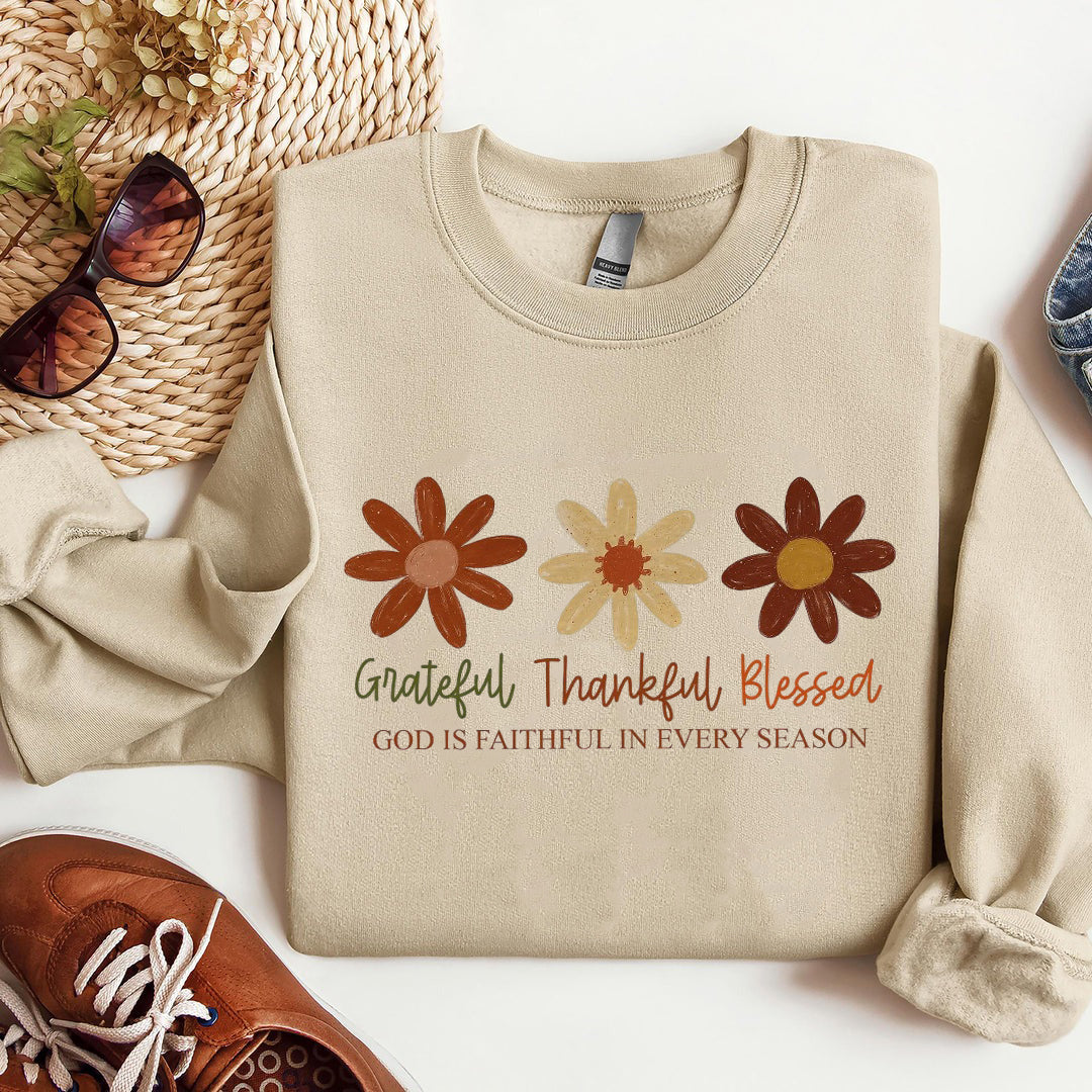 Grateful Thankful Blessed Shirt, Boho Fall Floral Christian Sweatshirts, Faith Based Autumn Sublimation, Christian Fall Shirts, Fall Religious ILAF62